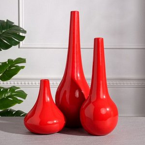 Набор ваз керамических "Мирта", цвет красный, 48.5/38.5/ 21.5 см