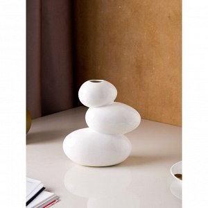 Ваза керамическая "Сбалансированные камни", настольная, белая, 20 см