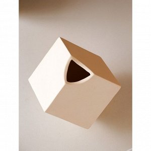 Ваза керамическая "Куб", настольная, бежевая, 12 см
