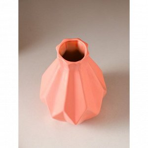 Ваза керамическая "Оригами", настольная, коралловая, 22 см