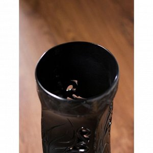 Ваза керамическая "Свеча", напольная,чёрная, сквозная резка, 70 см