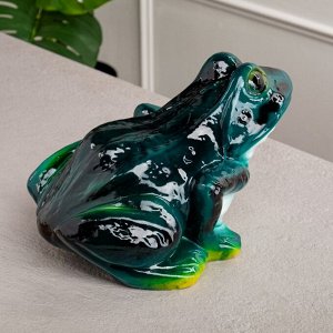 Копилка "Лягушка", глянец, зелёный цвет, керамика, 18 см