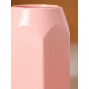 Ваза керамическая "Грань", настольная, розовая, 10 см