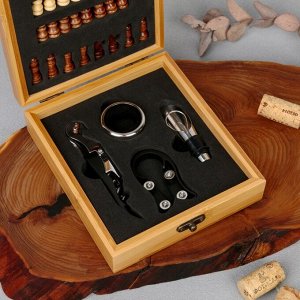 Подарочные наборы для вина с шахматами "Истина в вине", 14,6 х 16,7 см