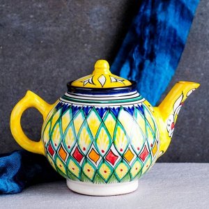 Чайник Риштанская Керамика "Узоры", 1000 мл, желтый