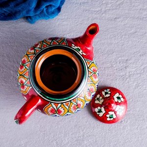 Чайник Риштанская Керамика "Узоры", 1000 мл, красный