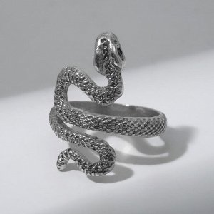 Кольцо "Змея" изогнутая, цвет чернёное серебро, безразмерное