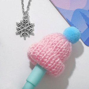 Набор 2 предмета: кулон, ручка "Новогодний" снежинки, цвет серебро