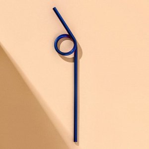 Трубочка для коктейля металлическая Zigzag, 23,5 см, цвет синий