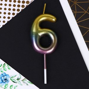 Свеча для торта, цифра «6», 10 х 3,5 см.