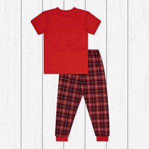 Пижама детская арт.827п-красный_клетка_панды