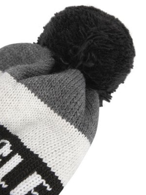 Шапка Модная шапка для мальчика с надписью "Impossible". Детская шапка из 100% акрила некрупной вязки - теплый и комфортный вариант на зиму и холодную осень. Полосатая шапка с крупным помпоном и подво