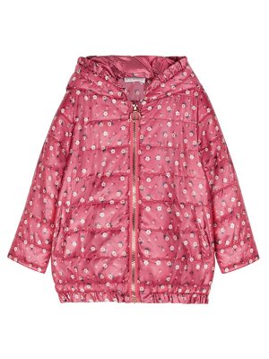 Куртка Розовая зимняя куртка для девочки с варежками. Модная стеганная куртка с рюшами. Детская куртка утепленная, непродуваемая и непромокаемая. Вес утеплителя - 250/м2. В такой куртке ребенку будет 