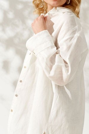 Блузка Рост: 170 см. Состав ткани: 100% лен Стильная длинная блузка из натурального льна. Блузка силуэта оверсайз, что идеально подходит для разного типа фигуры. Спинка блузки удлиненная. Блузка с фиг
