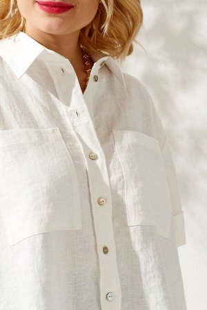 Блузка Рост: 170 см. Состав ткани: 100% лен Стильная блузка из льняной ткани. Блузка свободного прямого силуэта, что идеально подходит для разного типа фигуры. Спинка блузки удлиненная. Блузка с фигур