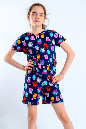 Костюм на девочку футболка + шорты "Кис-Кис" (супрем)