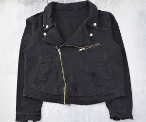Женская джинсовая куртка, цвет черный