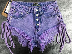 Женские джинсовые шорты на пуговицах, цвет фиолетовый