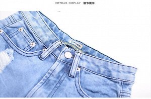Женские джинсовые шорты с ажурными вставками по бокам, цвет светло-синий