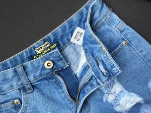 Женские джинсовые шорты с потертостями, цвет голубой