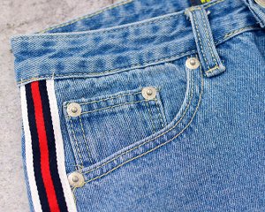Женская джинсовая юбка с лампасами, цвет синий