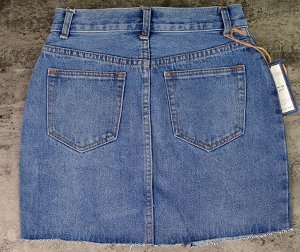 Женская джинсовая юбка с декоративными бусинами, цвет синий