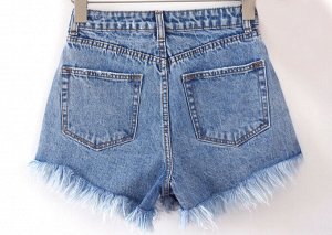 Женские джинсовые шорты с высокой посадкой, цвет голубой