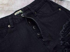 Женские джинсовые шорты с прорезями, цвет черный
