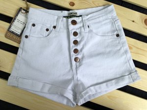 Женские джинсовые шорты на пуговицах, цвет белый