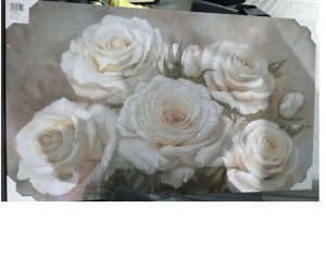 Картина на холсте "Букет белых роз" 60х100 см