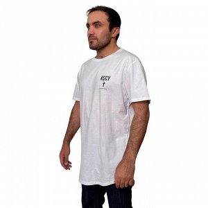 Мужская белая футболка от бренда KSCY – удлиненный оверсайз с закругленным низом №249