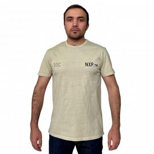 Дизайнерская мужская футболка NXP – удлиненный T-shirt в цвете хаки-песок №269