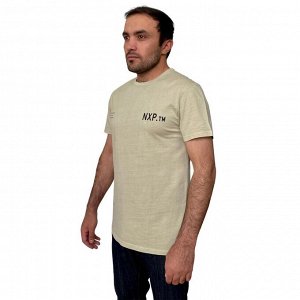 Дизайнерская мужская футболка NXP – удлиненный T-shirt в цвете хаки-песок №269