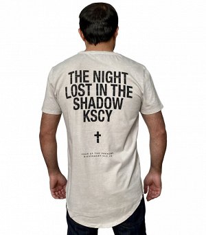 Мужская футболка KSCY с надписями – ультра-стилизованный комфорт с удлиненным «хвостом» №202