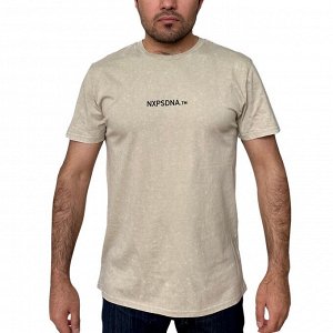 Песочная мужская футболка NXP – раскрепощенный софт-гранж с удлиненной спиной №291