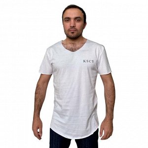 Белая мужская футболка KSCY – молодежная модель в стиле гранж №221