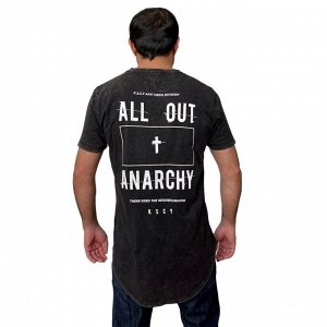 Удлиненная мужская футболка KSCY – брутальный принт-фраза «All Out Anarchy» №218