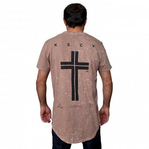 Мужская гранж футболка KSCY – имитация галактического принта с мощным крестом на спине №216
