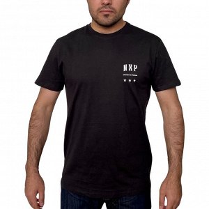 Черная мужская футболка NXP – неоновая брендовая надпись на спине. Такую модель нельзя пропустить! №286