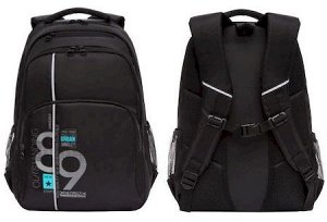 Рюкзак молодежный RU-230-6/2 черный - бирюзовый 32х45х23 см GRIZZLY {Россия}