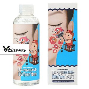 Тоник-пилинг с фруктовыми кислотами для проблемной кожи Elizavecca Hell-Pore Clean Up AHA Fruit Toner, 200мл