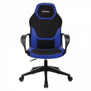Кресло компьютерное BRABIX "Alpha GM-018", ткань/экокожа, черное/синее, 532638, GM-018_532638