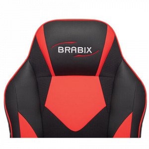 Кресло компьютерное BRABIX "Game GM-017", экокожа/ткань, черное/красное, 532642, GM-017_532642