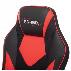 Кресло компьютерное BRABIX "Game GM-017", экокожа/ткань, черное/красное, 532642, GM-017_532642