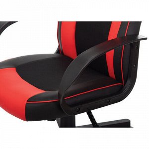 Кресло компьютерное BRABIX "Game GM-017", экокожа/ткань, черное/красное, 532642, GM-017_532642