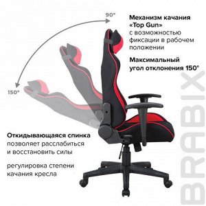 Кресло компьютерное BRABIX &quot;GT Racer GM-101&quot;, подушка, ткань, черное/красное, 531820