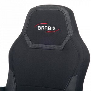 Кресло компьютерное BRABIX "Alpha GM-018", ткань/экокожа, черное, 532636, GM-018_532636