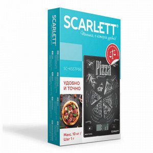 Весы кухонные SCARLETT SC-KS57P66, электронный дисплей, max вес 10 кг, тарокомпенсация, стекло