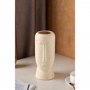Ваза керамическая "Будда", настольная, декоративная, интерьерная, бежевая, 31.5 см
