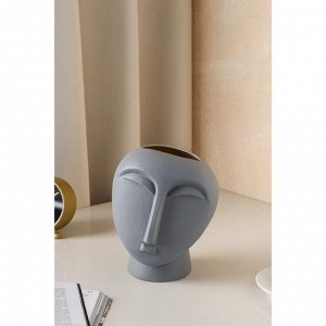 Ваза керамическая "Будда", настольная, декоративная, интерьерная, серая, 21.5 см